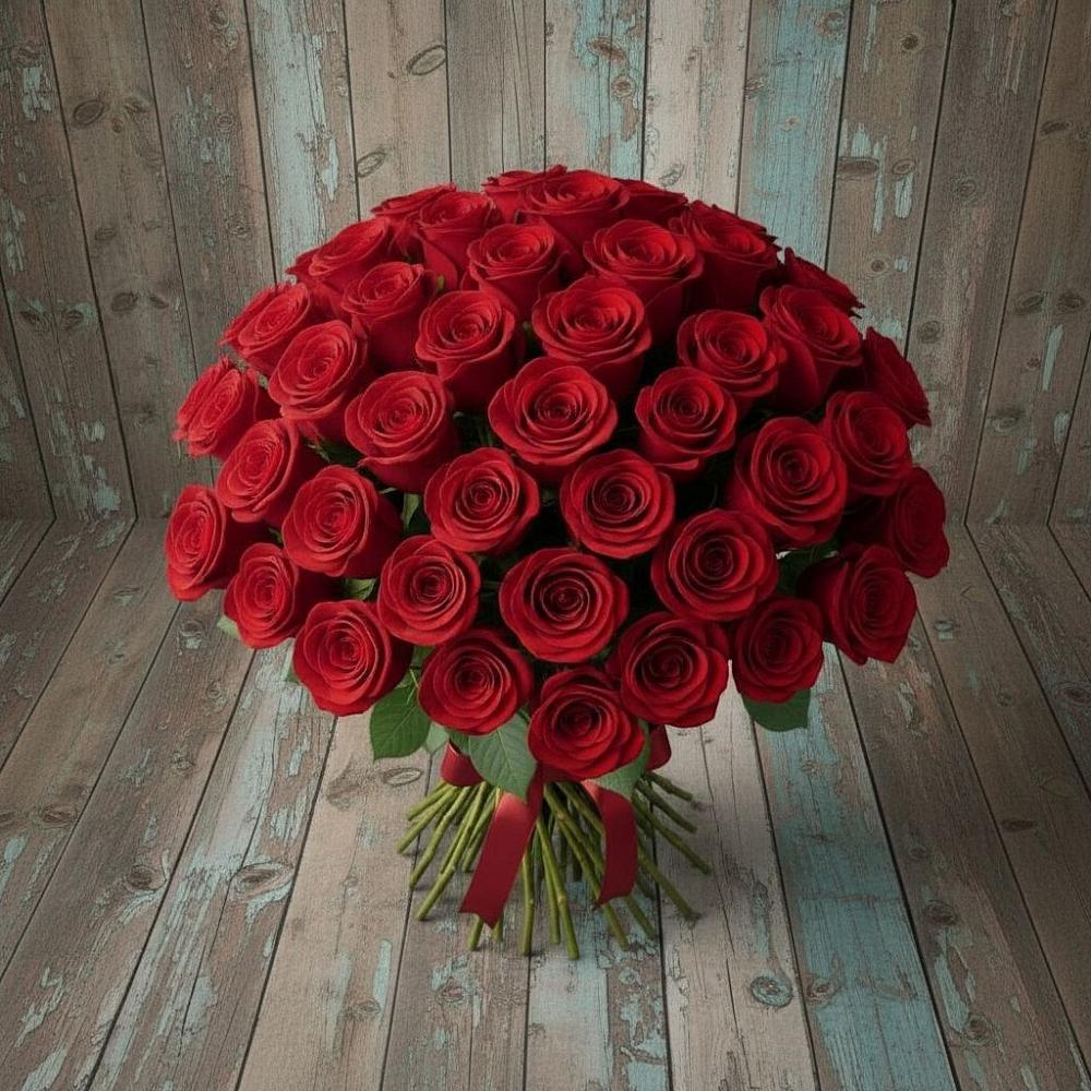 Букет 55 Красных роз Фридом в Большое Мурашкино