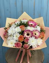 Букет цветов из:  Розы, Герберы и Хризантемы в Большое Мурашкино