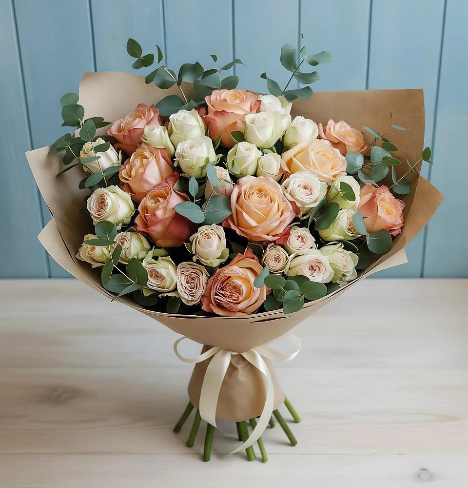 Букет цветов из: Альстромерии и Розы в Большое Мурашкино