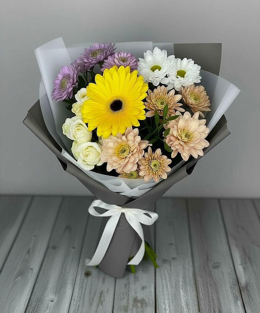 Букет цветов из: Розы, Герберы и Хризантемы в Большое Мурашкино