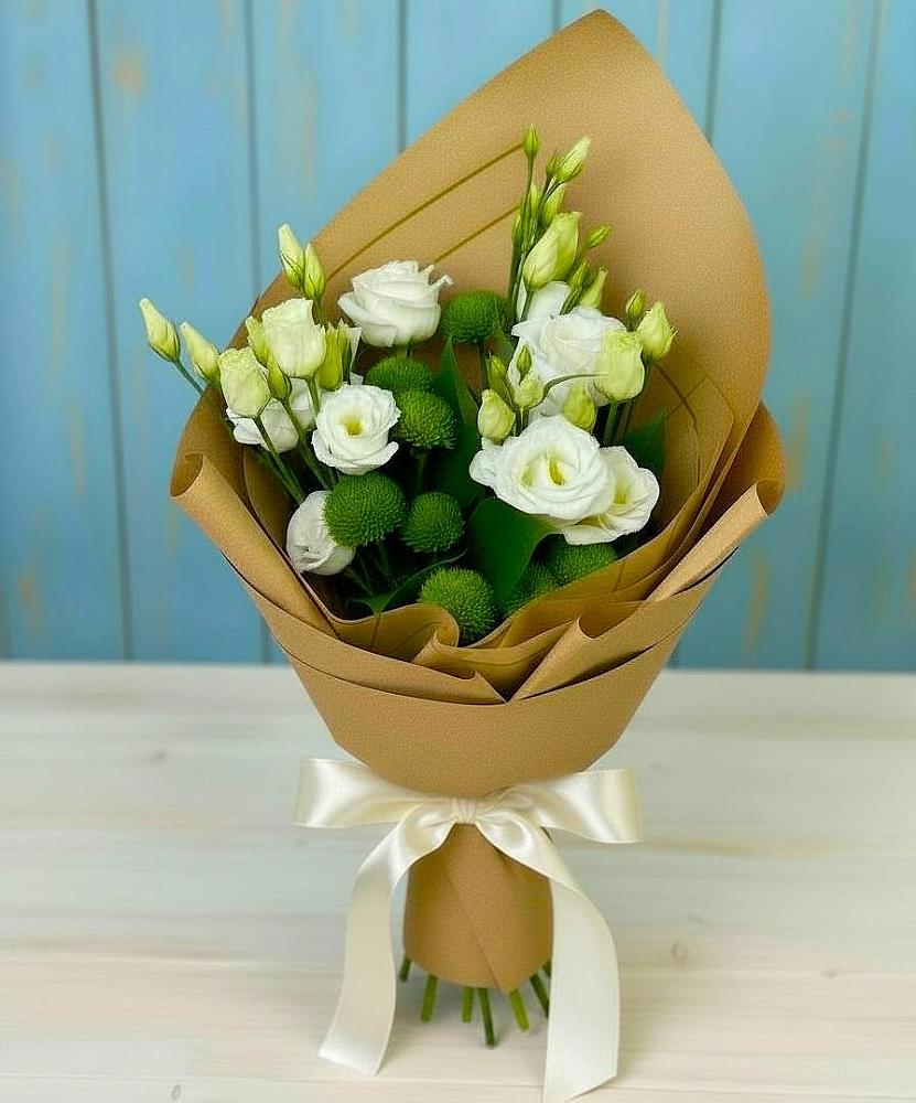 Букет цветов из: Хризантемы и Лизиантусы в Большое Мурашкино