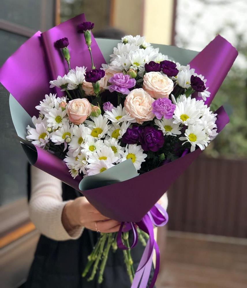 Букет цветов из: Хризантемы, Гвоздики и Розы в Большое Мурашкино