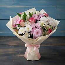 Букет цветов из:  Хризантемы, Альстромерии и Розы в Большое Мурашкино