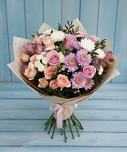 Букет цветов из:  Хризантемы, Розы и Альстромерии в Большое Мурашкино