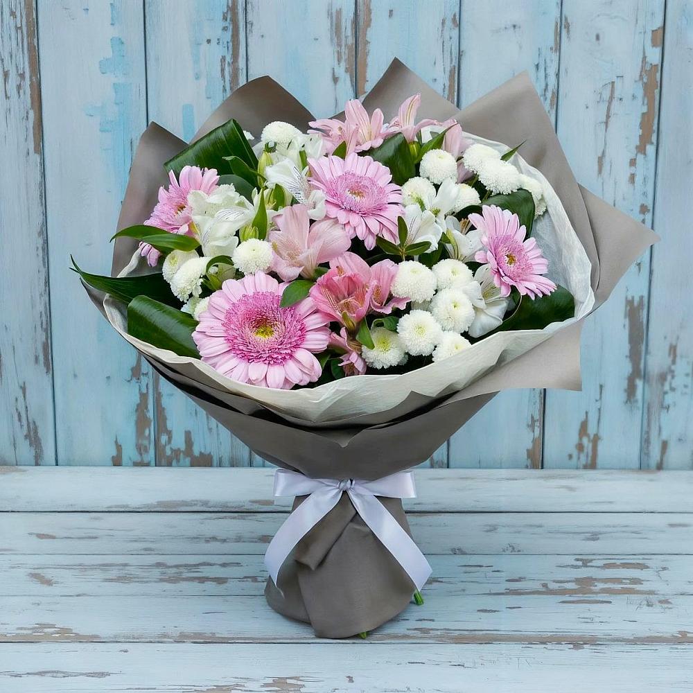 Букет цветов из: Герберы, Альстромерии и Хризантемы в Большое Мурашкино