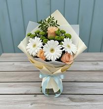 Букет цветов из:  Герберы, Розы и Хризантемы в Большое Мурашкино