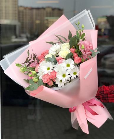 Букет цветов из: Розы, Лизиантусы и Хризантемы в Большое Мурашкино