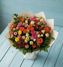 Букет Микс из разноцветных кустовых роз в Большое Мурашкино