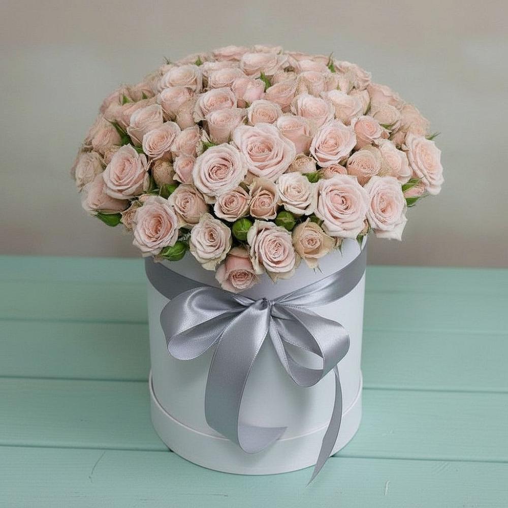 Цветочная композиция из Розы в шляпной коробке в Большое Мурашкино